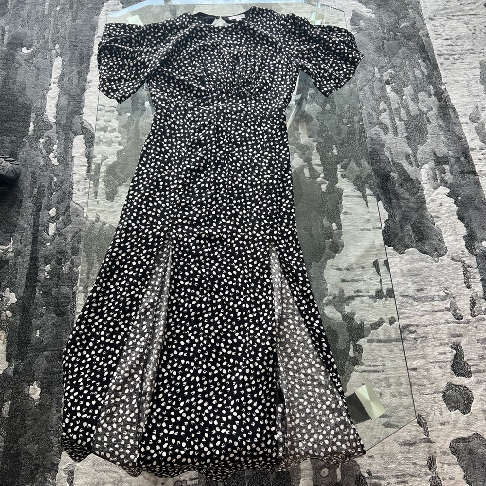 Topshop Austin Spot Print Midi Dress in Monochrome - Picture 2 of 10